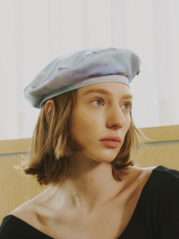 [The shelter] Marble satin beret