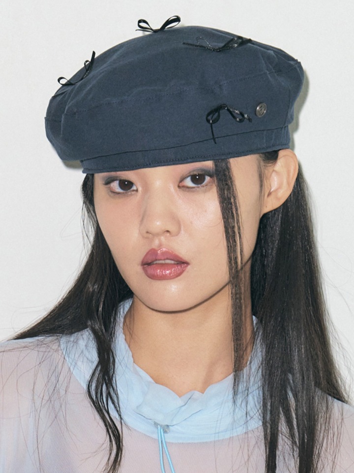COTTON BOW BERET IN NAVY